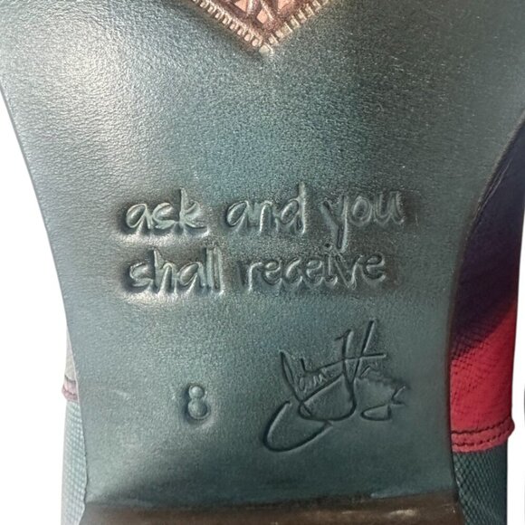 Rare John Fluevog Cairo 2.0 Striped Chelsea Ankle Boots Size 8 Boho Art to Wear - Picture 10 of 12